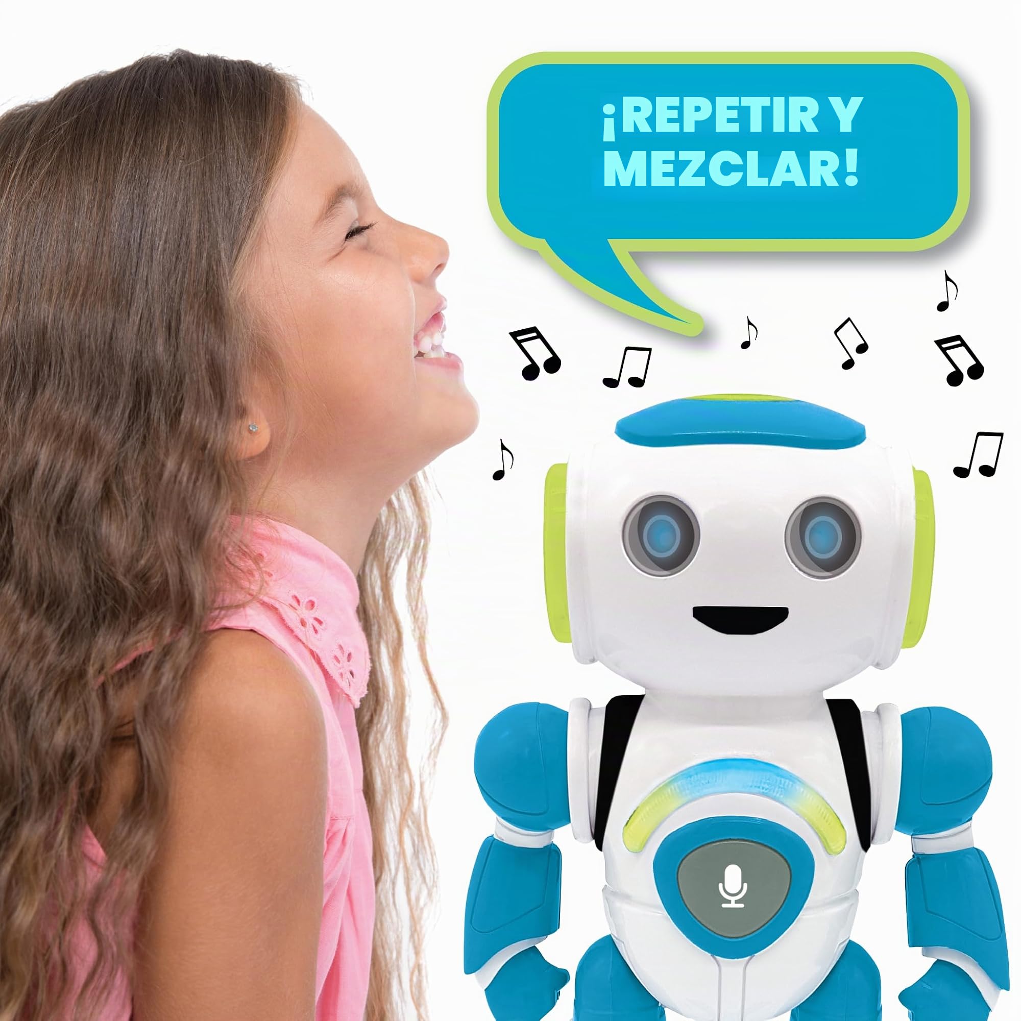 Lexibook Lexibook-ROB20IT Powerman Jr. Robot Inteligente Interactivo Que Lee en la Mente Juguete para Niños Bailando Música, Azul, Color