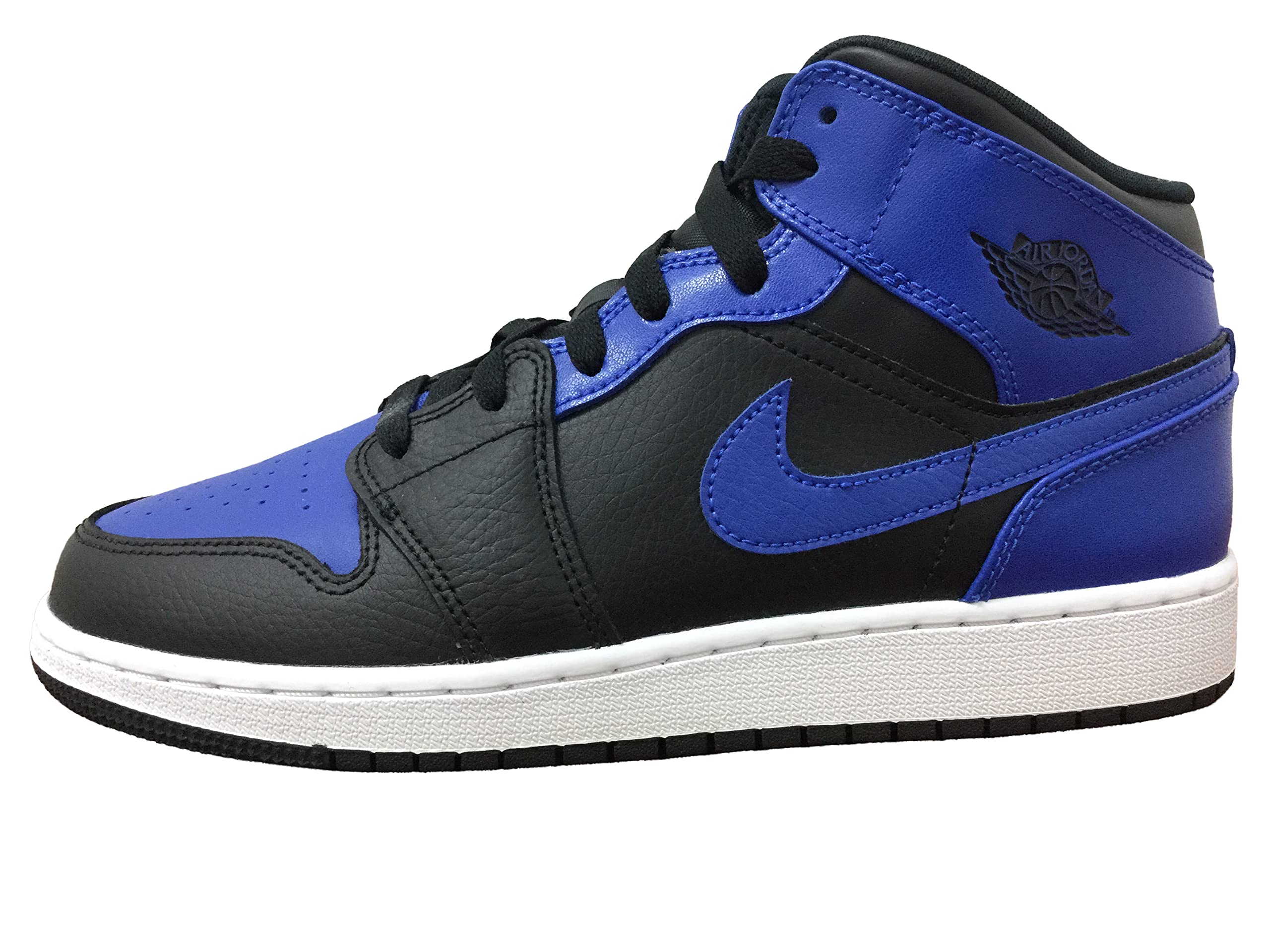 Air Jordan 1 Mid GS Big Kid Sneakers, Black/Hyper Royal/White, Size 7