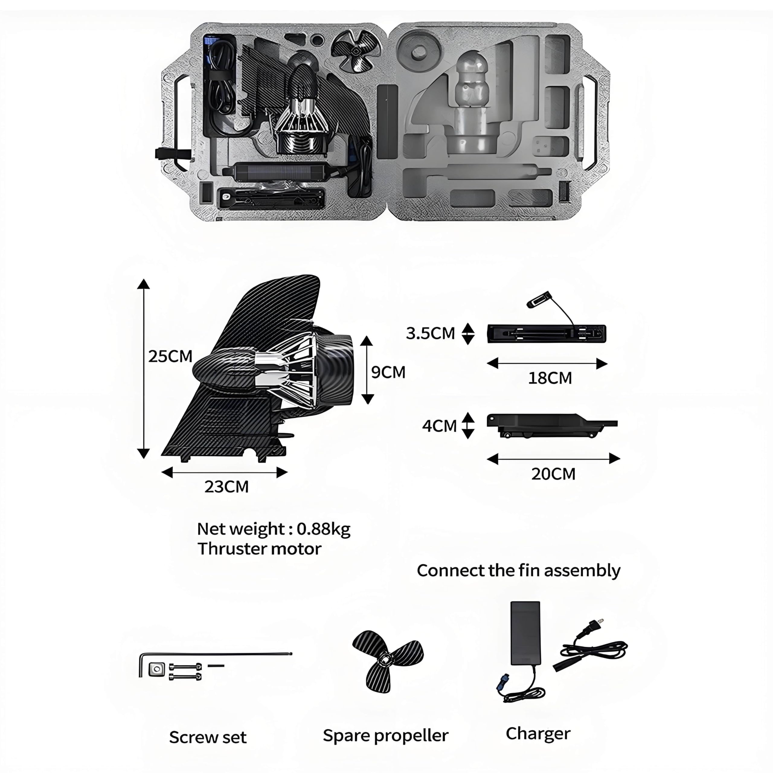 Aileron électrique à batterie 24 V, planche à pagaie, moteur de poussée, kayak de surf avec propulseur à batterie, hélice alimentée, pour aileron électrique de planche de surf