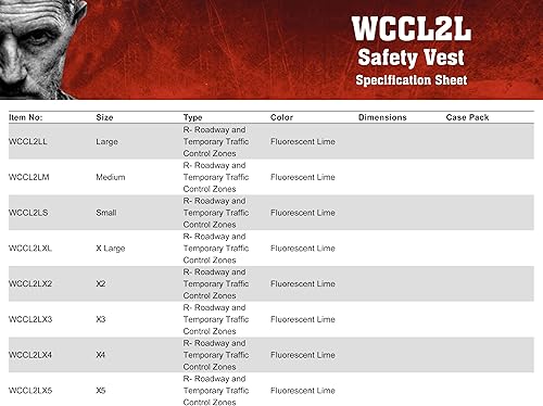 Miniatura 6 de MCR Safety WCCL2LL - Chaleco de seguridad de malla de poliéster clase 2 con 3M Scotchlite de 4-12 pulgadas, rayas reflectantes naranjaplateadas,