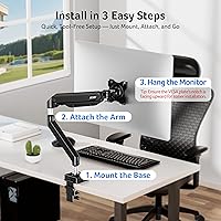 Vista 6 de Acer Soporte para monitor único, brazo de monitor totalmente ajustable compatible con pantallas de 17 a 34 pulgadas, montaje VESA con resorte de gas