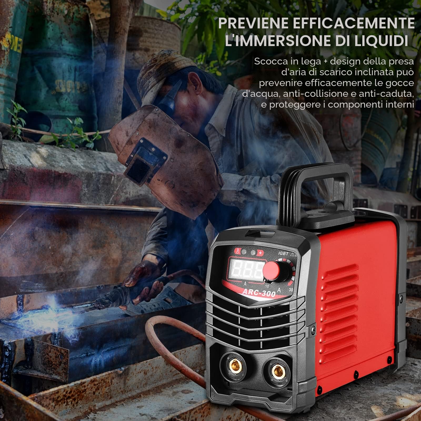 Saldatrice a elettrodi da 300A con inverter ARC/MMA Welder, per principianti, saldatrice elettrica con maschera per saldatura e spazzola metallica