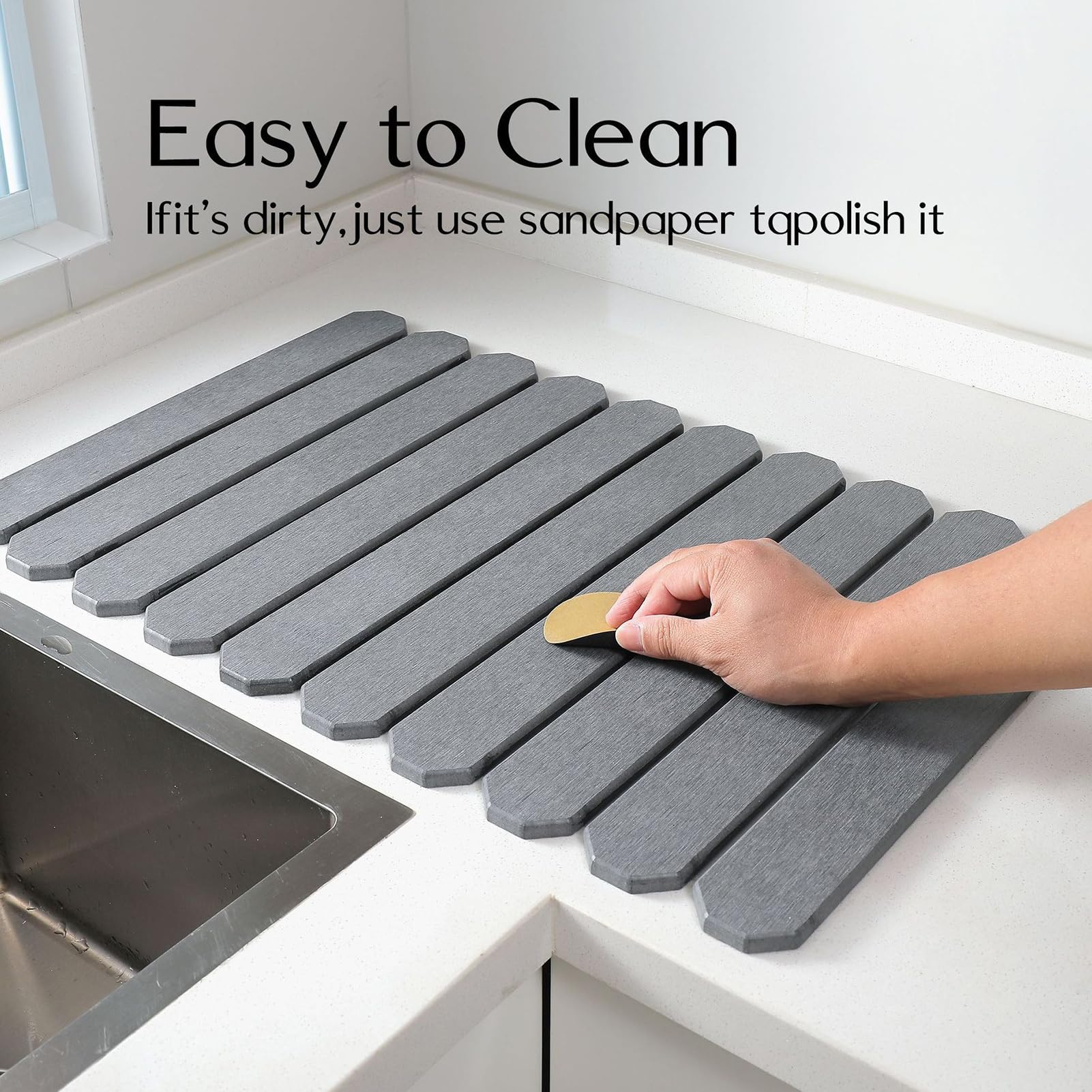 Alfombrilla Secado Piedra Absorción Y Plegado Rápidos De Piedra Absorbente | Alfombrillas De Secado De Platos Y Fregadero Para Cocina Para Baño Hogar Lavabo Bañera Ducha Encimera Tocador