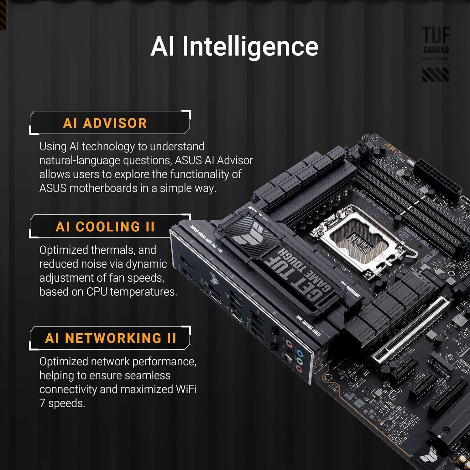 Asus Sparepart Tuf Gaming Z890-Plus WiFi Intel Z890 Lga 1851 (Socket, W129021717 (Intel Z890 Lga 1851 (Socket V1) ATX)