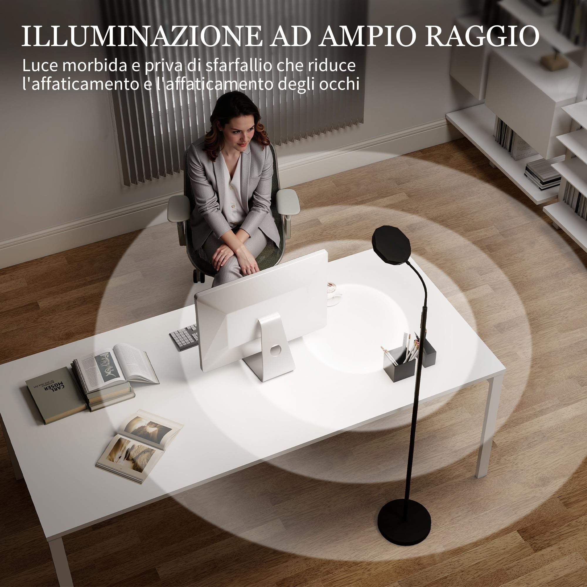 HOMCOM Lampe à LED réglable avec télécommande magnétique Noir