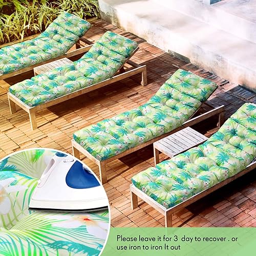 Miniatura 4 de Barydat - 6 cojines para tumbona para exteriores, para piscina, patio, descanso, 22 x 73 x 4.7 pulgadas de alto, cojín impermeable para silla de