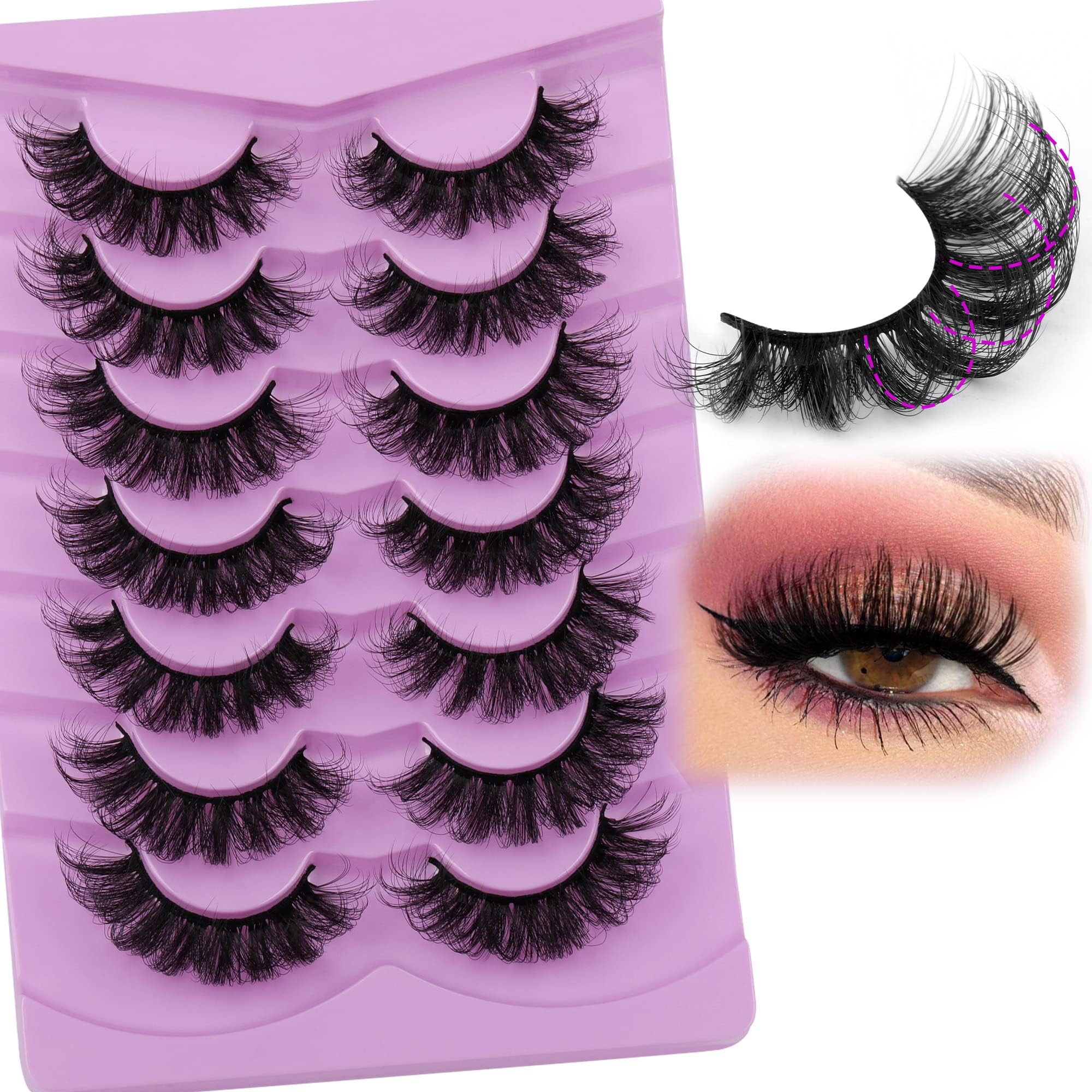 Fluff Lashes Mink Wispy False Eyelashes Curly Faux Mink Lashes 20mm Volume Fake Eyelashes 7 Pairs Eye Lashes Multipack by TOOCHUNAG