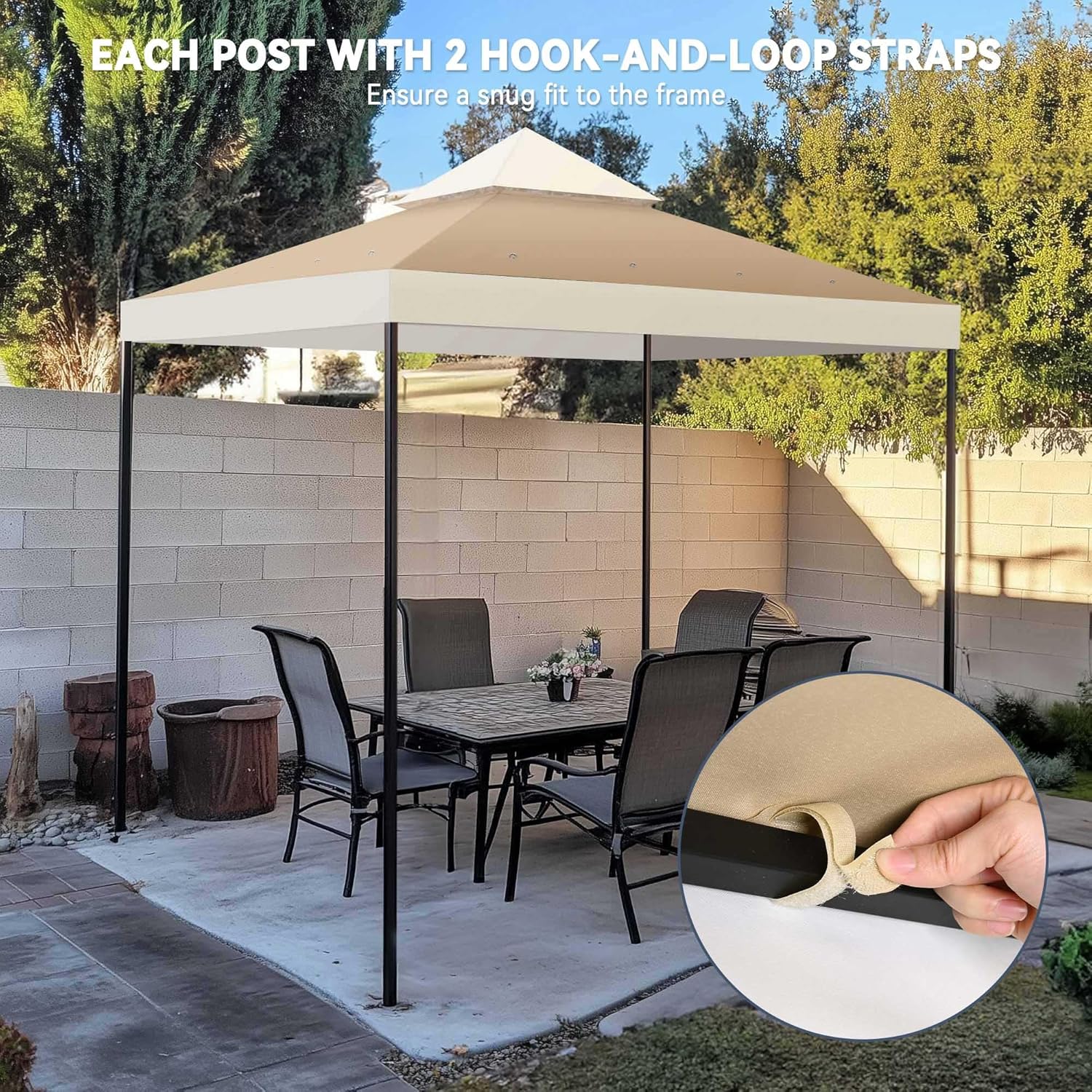 Ivory and Sand Dual-Tier Gazebo Canopy Replacement Cover