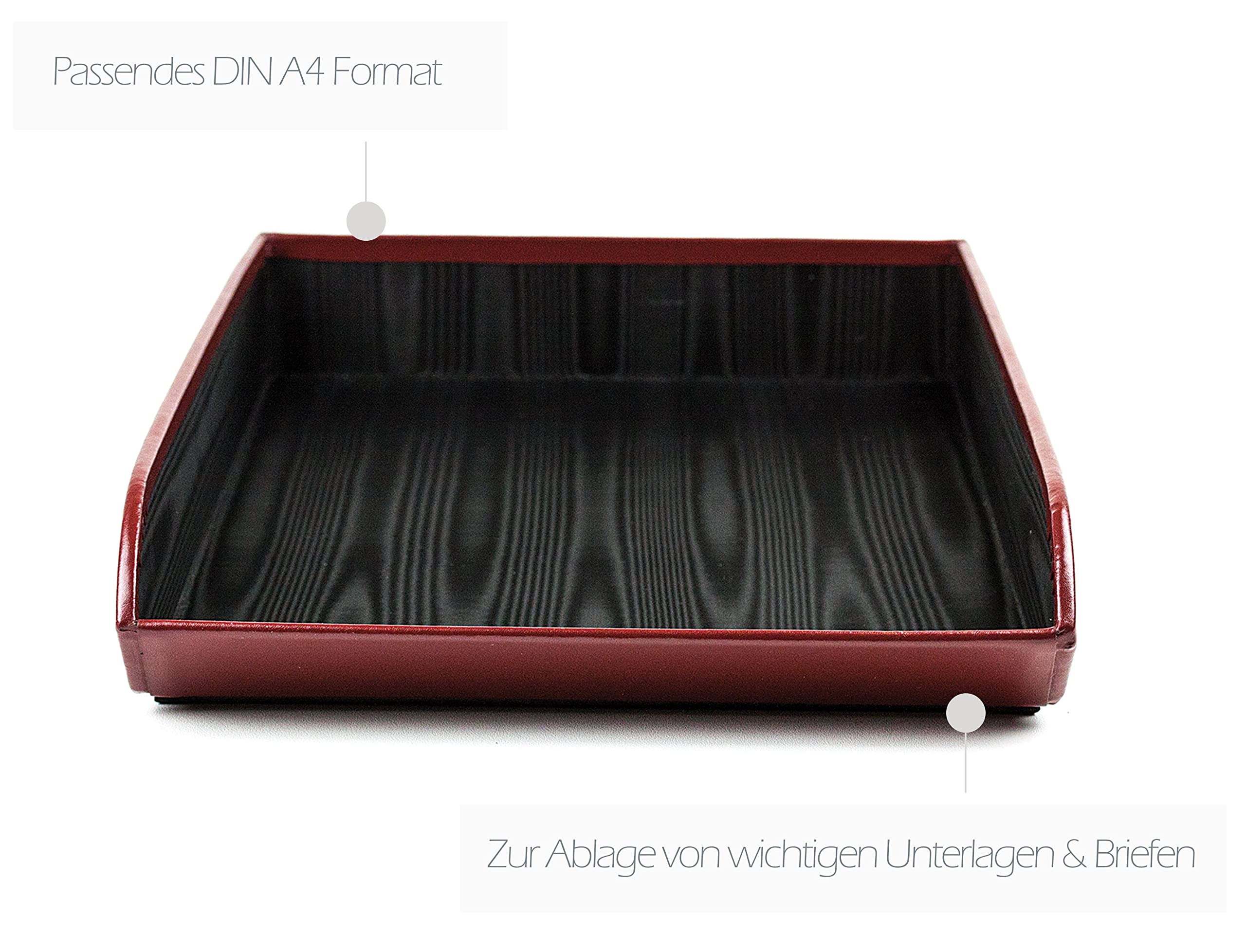 Produktbild von DELMON VARONE - Premium Briefablage DIN A4 Aus Acryl Transparent Und Leder Schwarz - Schreibtisch Organizer Als Ablage Für Dokumente, Briefe & Akten - Elegante Schreibtischablage In Echtleder Für Büro