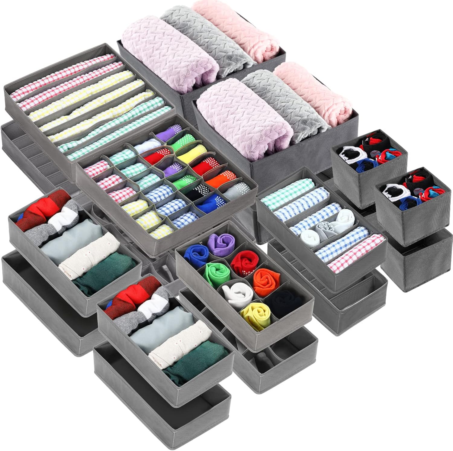 Woanger 20 Pieces Clothes Drawer Organizers Closet