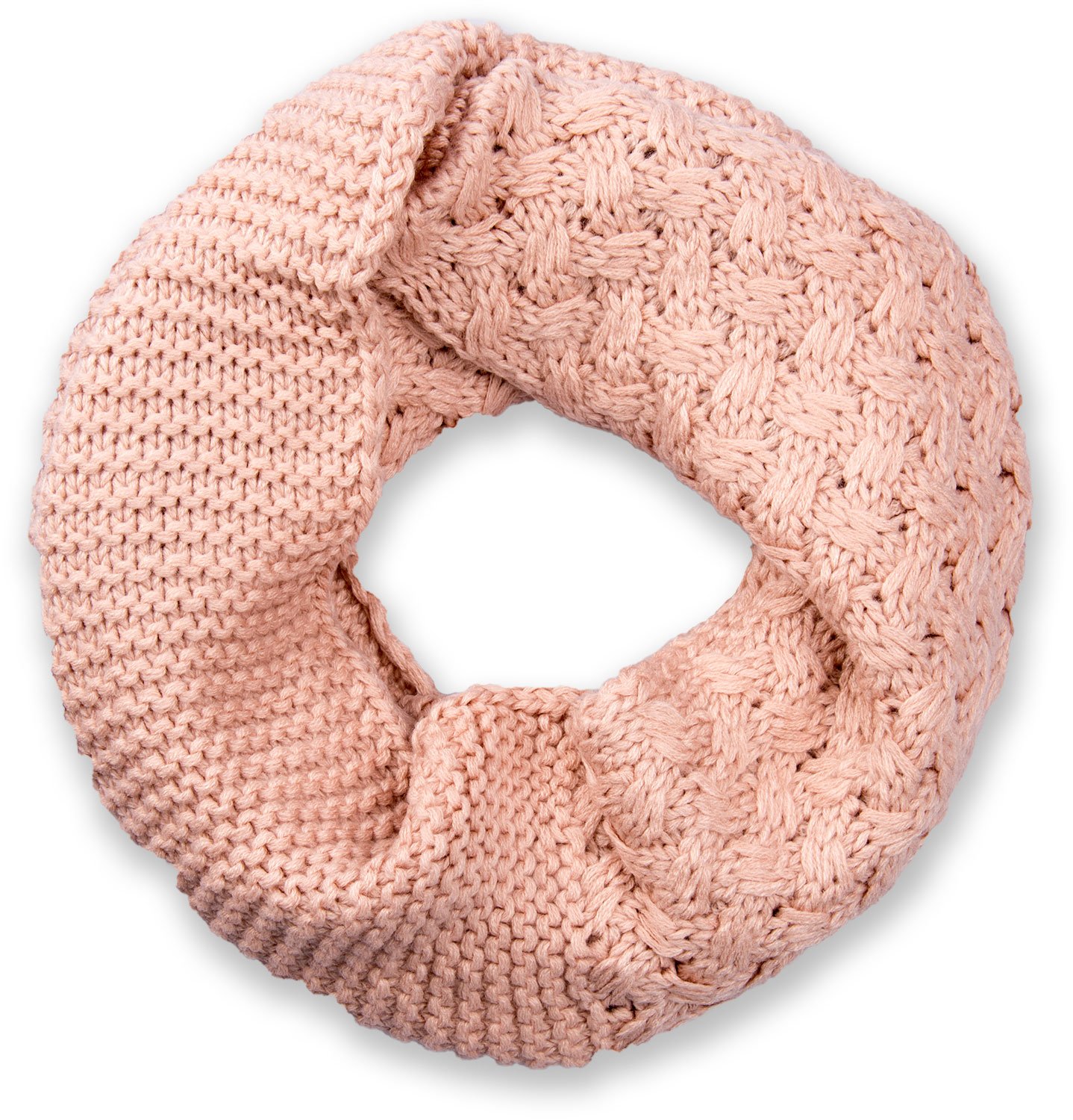 Stylebreaker Women's Old Rose Knit Loop Scarf With Pattern Mix, Single-Colour Fine-Knit Snood, Winter Knit Scarf, Unisex 01018153, Colour: