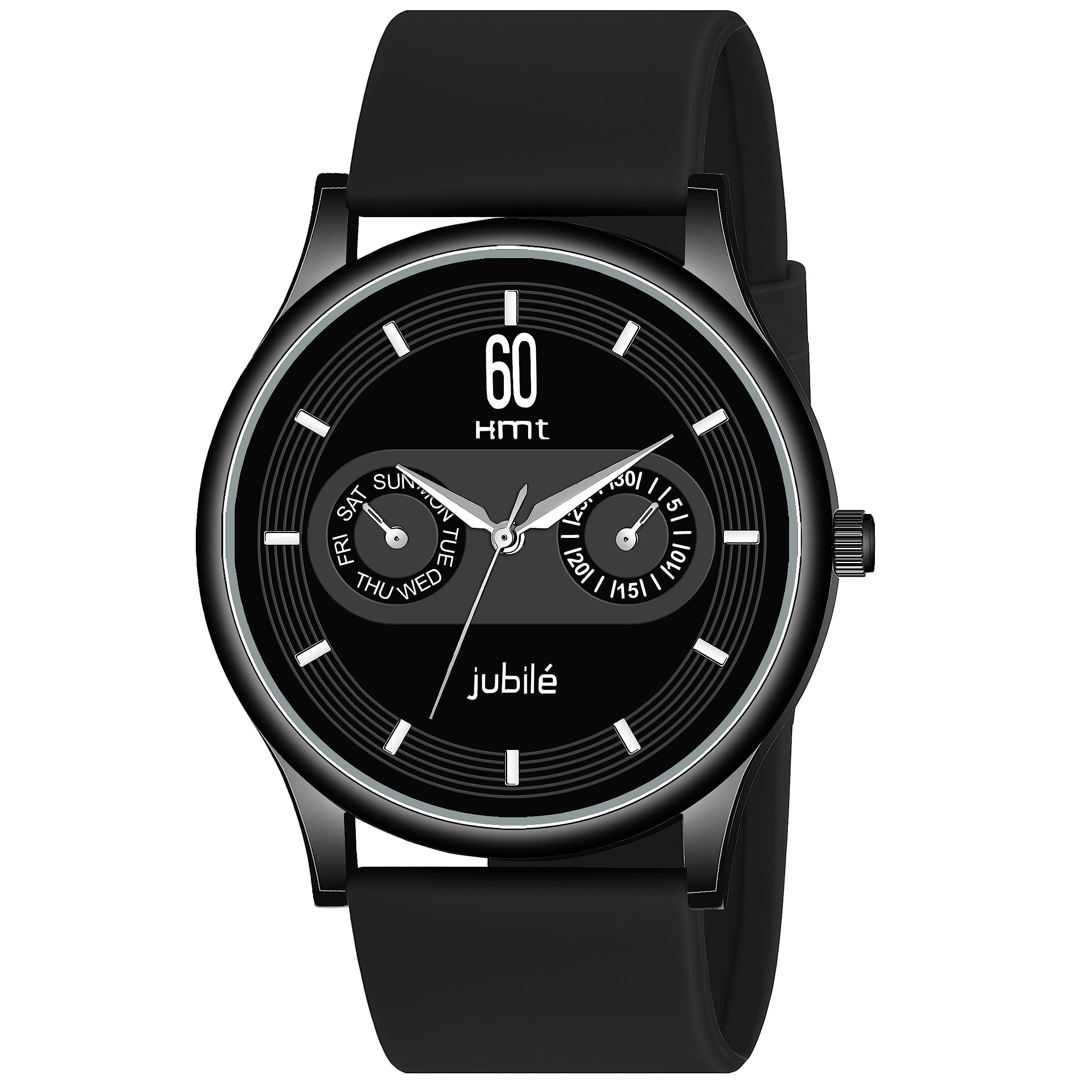 HEMTBlack Dial Silicone Strap Analog Watch for Men - HM-GR415-BLK-BLK