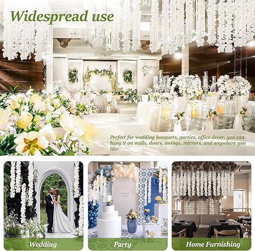 Miniatura 5 de Paquete de 20 guirnaldas de flores artificiales de seda de 3.3 pies de glicina falsa para colgar en bodas, fiestas, jardín, exteriores, interiores,