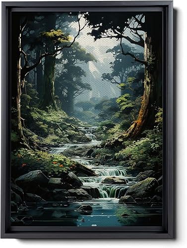 Waterfall print canvas print, fantasy wall art, watercolor print, high fantasy, nature landscape wall art for living room