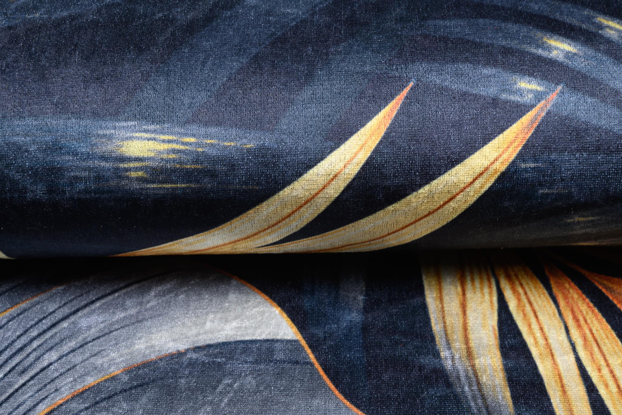 TAPISO Toscana Tapis de Salon Chambre Salle à Manger Bureau Entrée Ado Design Moderne Bleu Marine Jaune Imprimé Motif Feuilles de Monstère Palmier Poil Court Doux Léger Antidérapant 200 x 300 cm