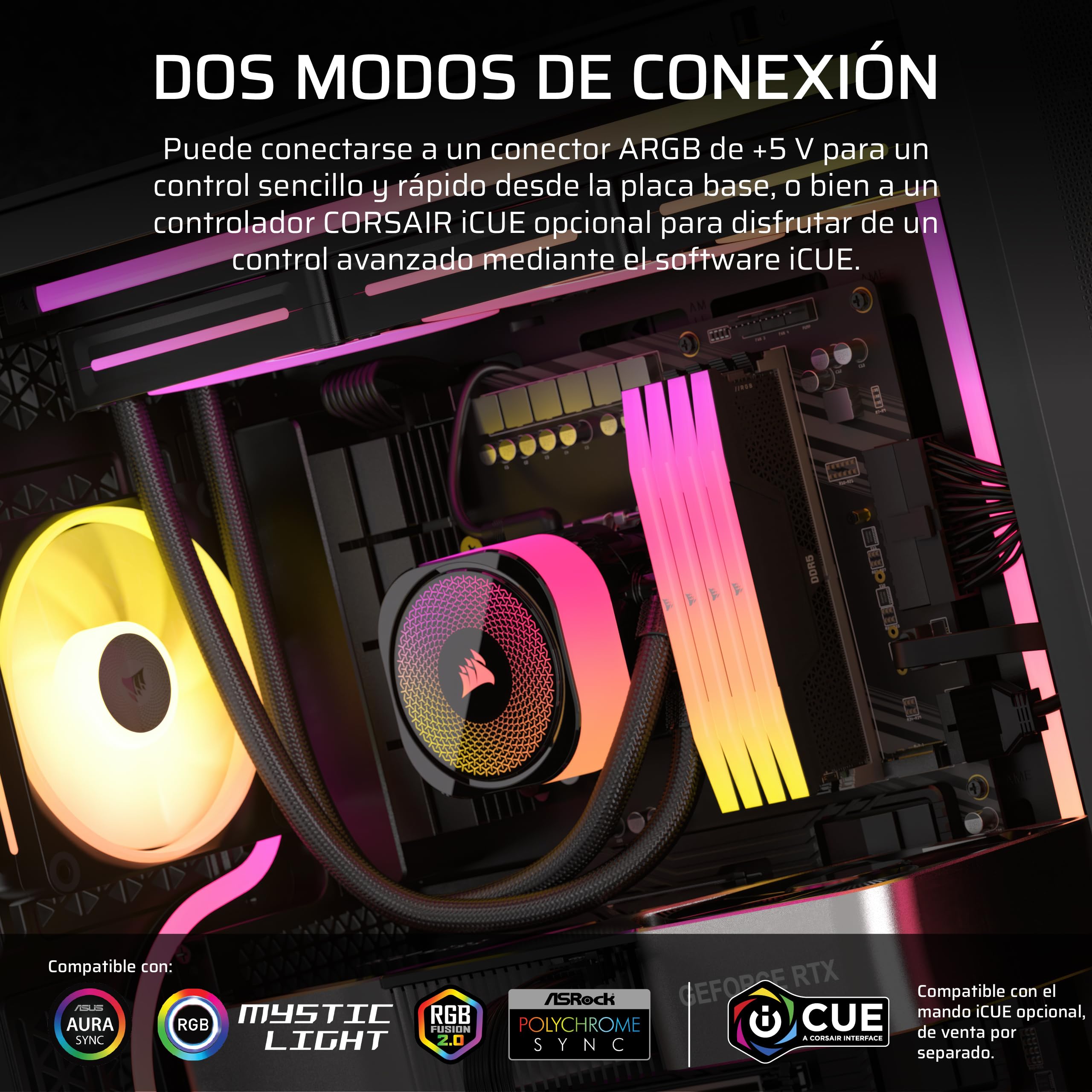 Corsair LS430 Aurora Tiras de Luz RGB 430mm – 2X Tiras de LED RGB Magnéticas Difusas – Cabezal +5V ARGB o Controlador iCUE – Cable Adaptador ARGB a iCUE de 3 Patillas Incluido