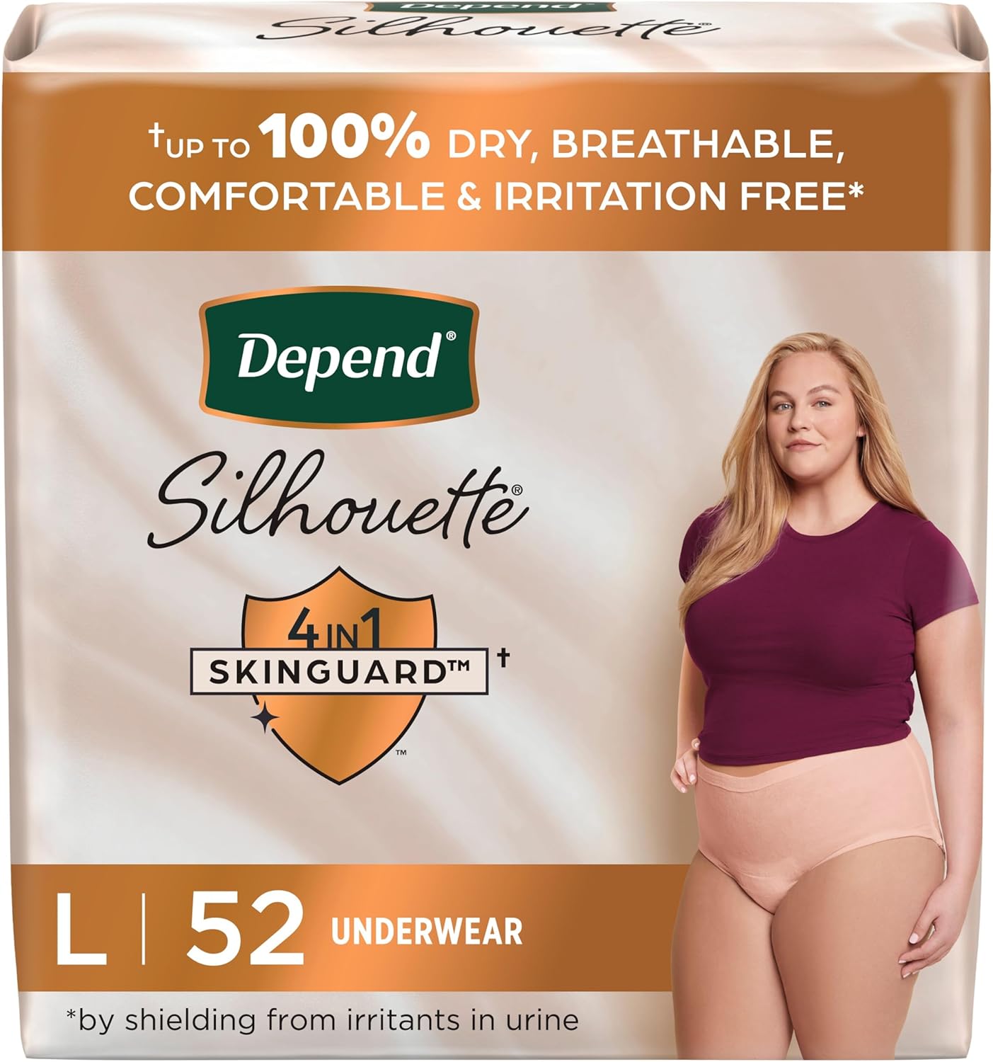 Depend Silhouette Adult Incontinence Underwear for Women L Pink 52Ct