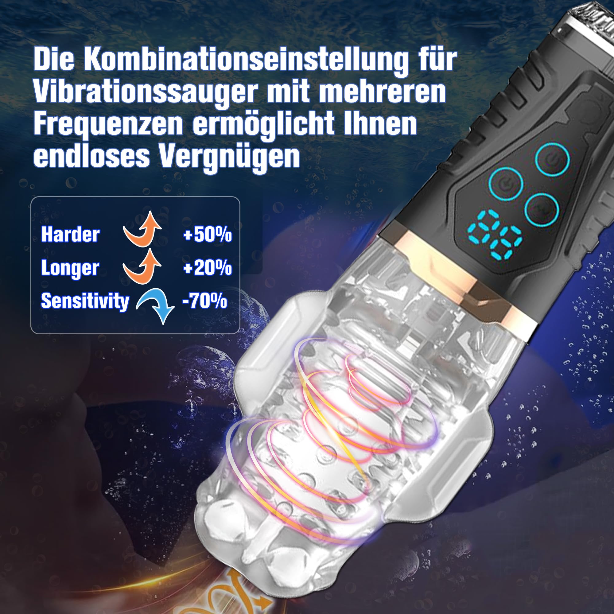 Jinqian Hochfrequenz Elektrischer Masturbator Cup Sex Spielzeug für die Männer Solo,Masturbieren für Männer Taschenmuschi mit 9 Vibrations 9 Saugmodi Blowjob Eichel Stimulation Penisvibrator Sex Toy