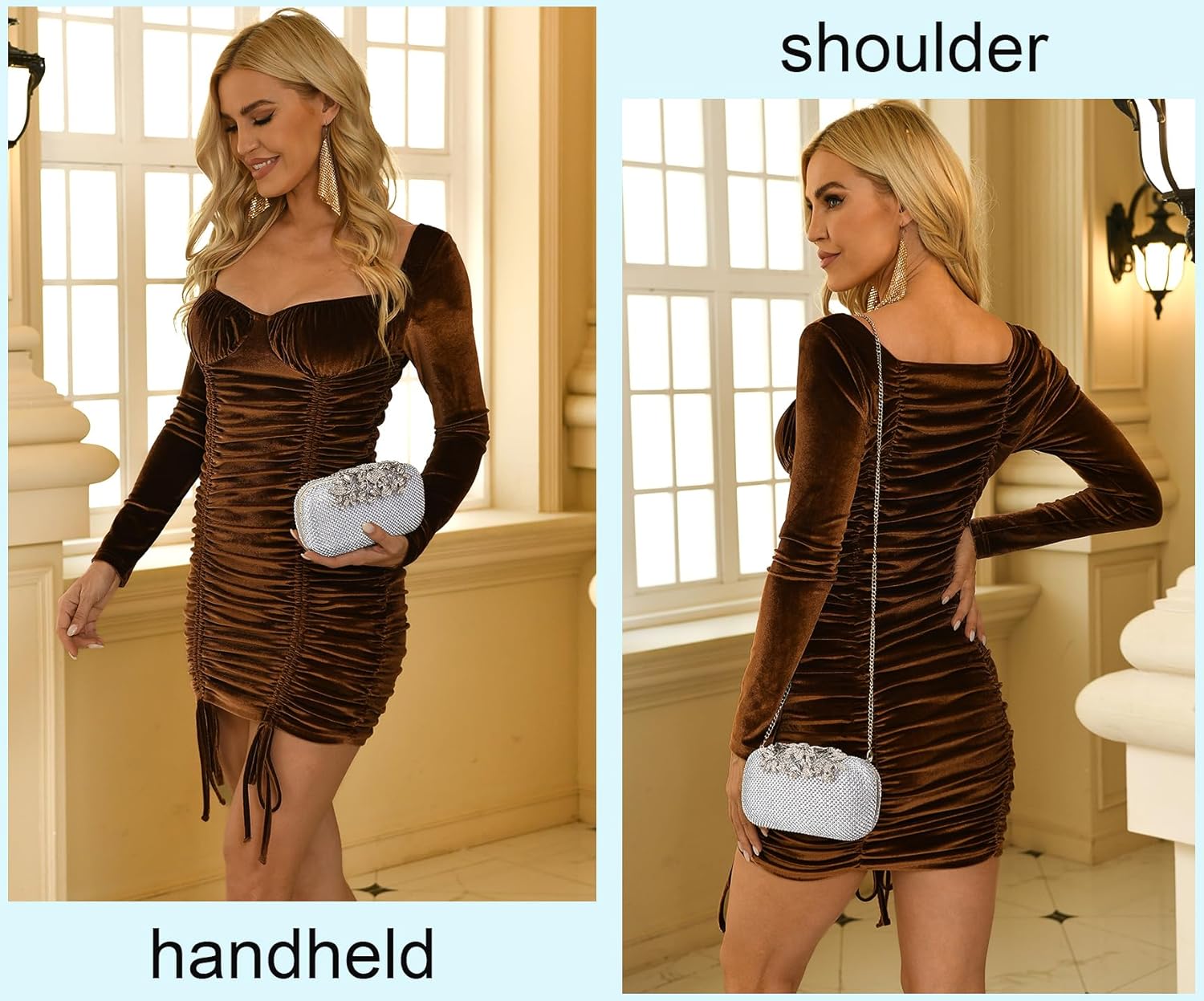 Crystal Evening Bag Rhinestone Bride and Bridesmaid Wedding Prom Party Formal Clutch Purses for Women Evening | Crystal, Rhinestone, Bride and Bridesmaid, Wedding, Prom, Party - Image 2