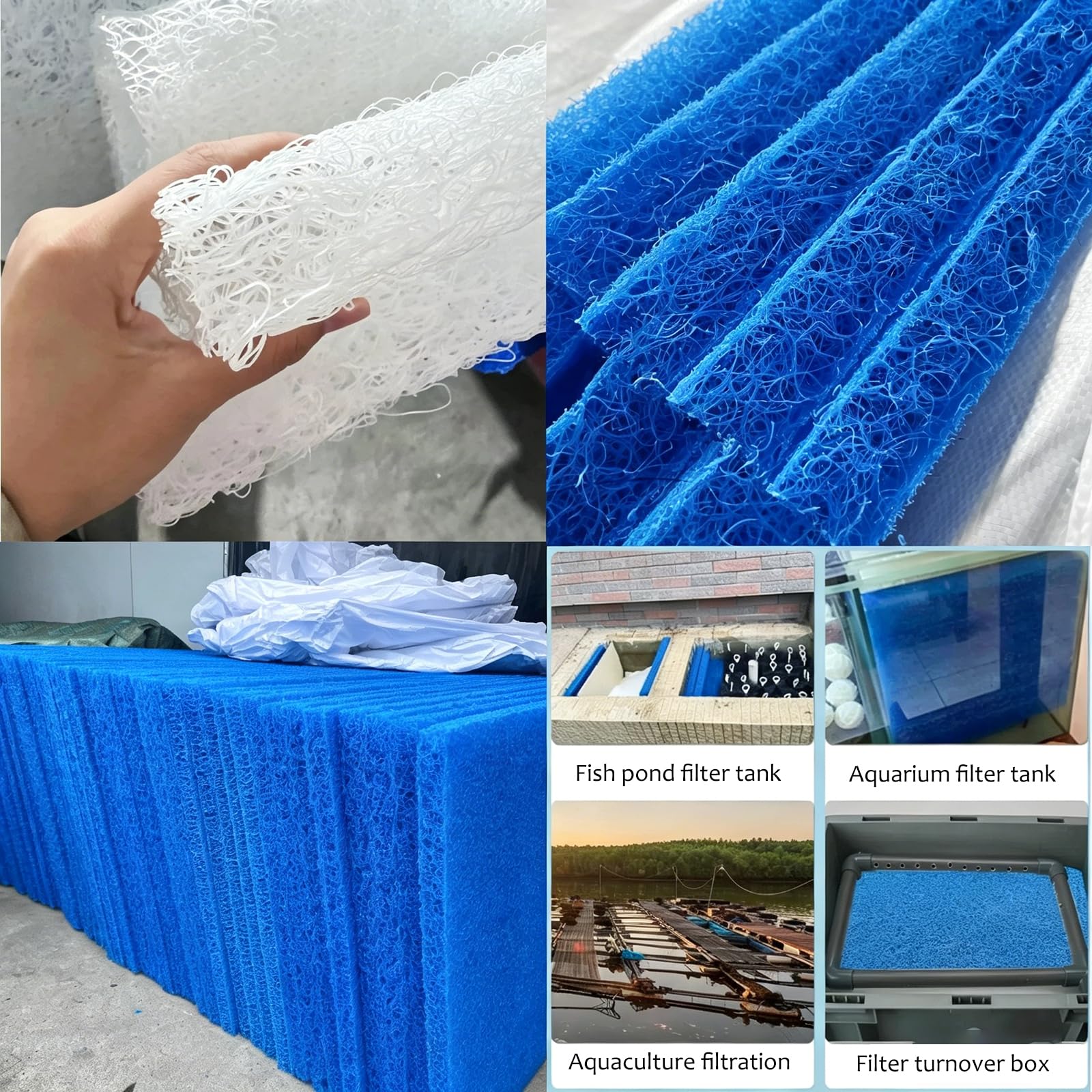 Spugna Filtrante, Schiuma Ricambio Filtro per Pompa, Acquario Accessori Filtraggio Spessore 40 mm, 10 PPI, Grana Grossa (50 x 100 x 4cm*10pcs)