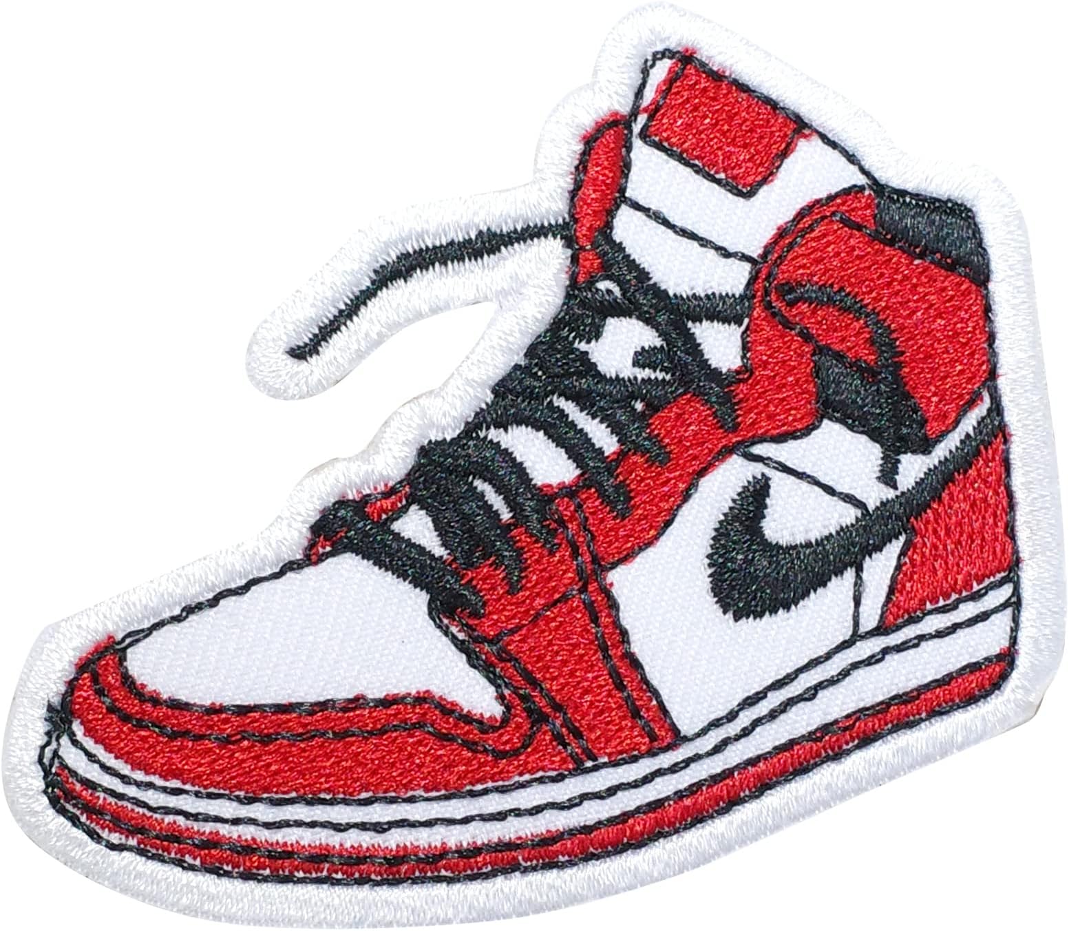 OctoryOctory Sneaker Shoes Iron On Patch for Clothing Saw On/Iron On Embroidered Patch Applique for Jeans, Hats, Bags (Red)
