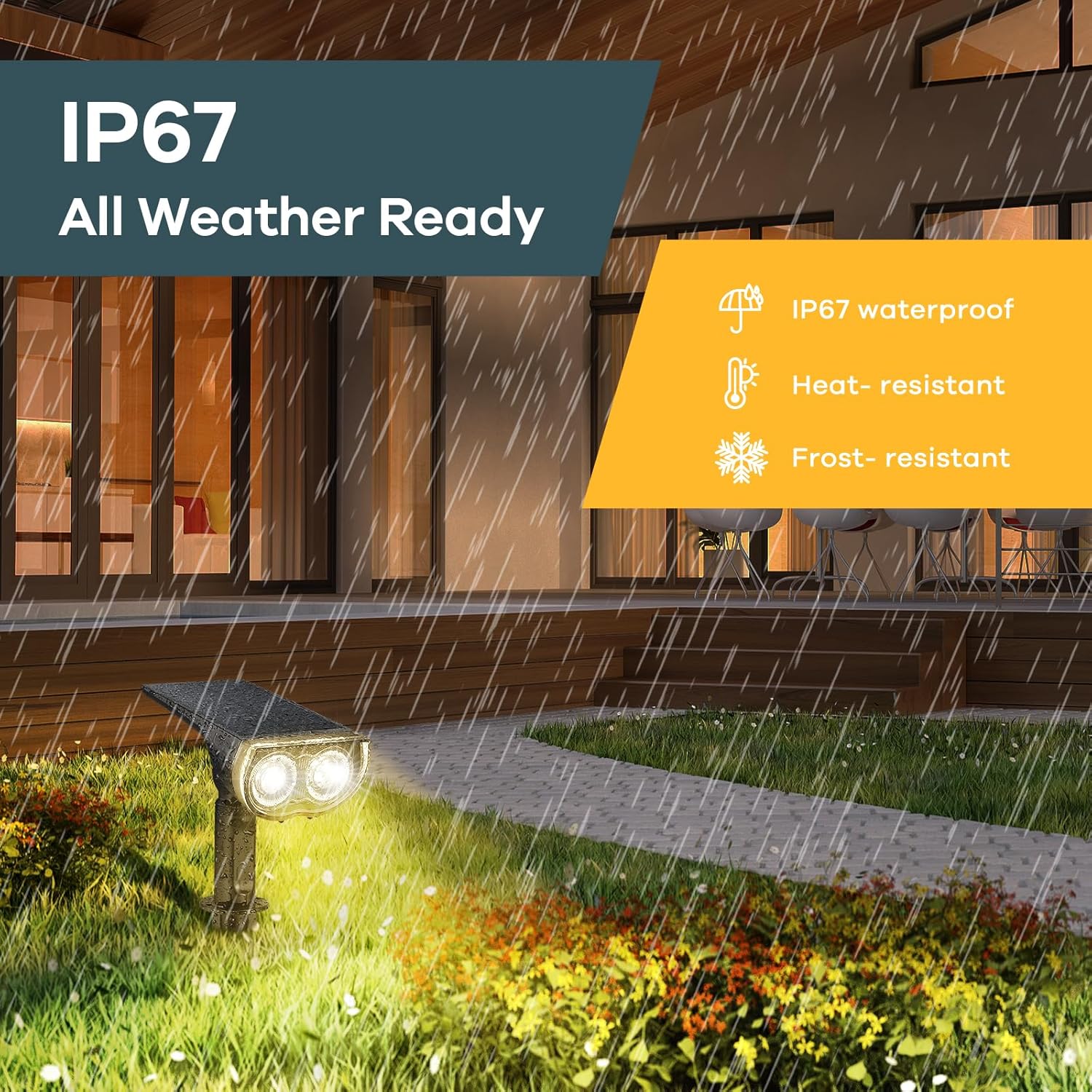 Linkind Solar Lights Outdoor StarRayS, Bright Solar Spot Lights Outdoor, IP65 Waterproof Spotlights for Landscape Garden Yard Walkway Patio Tree (Warm White, 10 Pack)