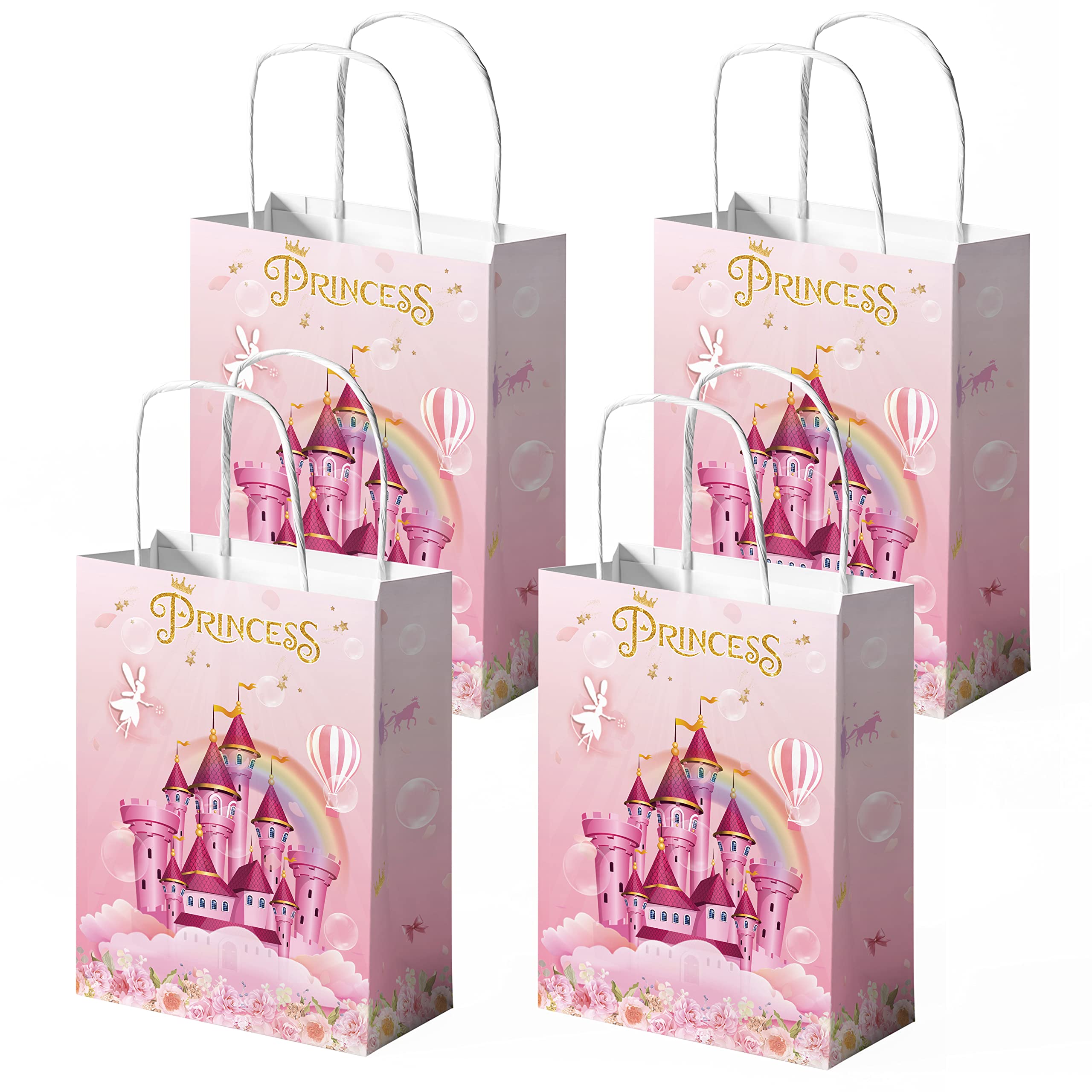16 Sacs Cadeaux Princesses Anniversaire - Party Bags 22x17cm | Décoration Fête Enfant Goodies