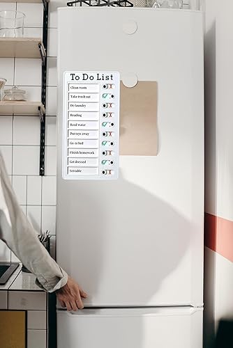 Miniatura 5 de Tabla de tareas de 2 piezas para niños (blanco), tabla de lista de tareas, tabla de rutina diaria con 10 cartulinas desmontables