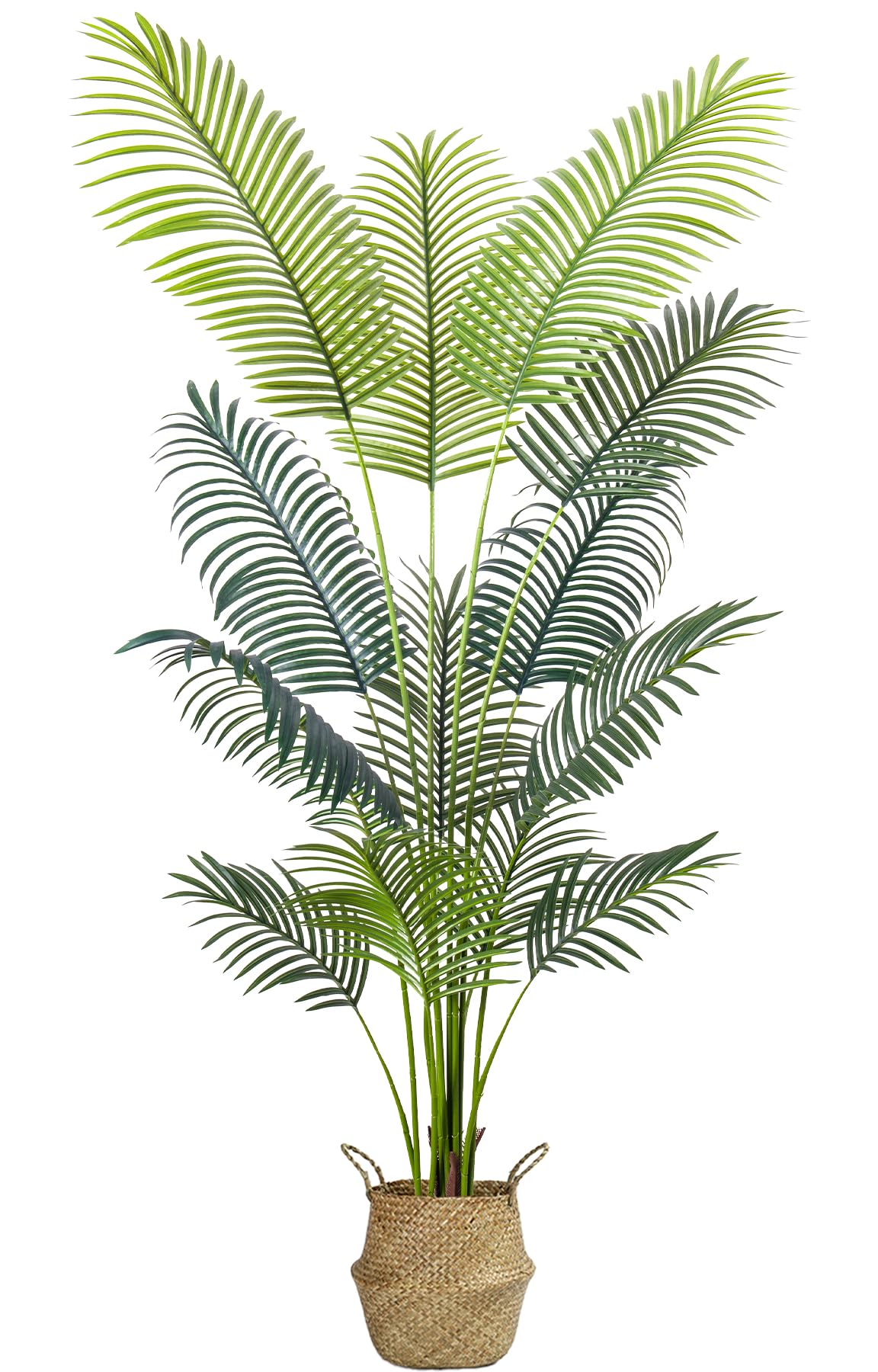 Artificial Areca Palm Plant 6FT Faux Plant with Adjustable Trunks, Fake Palm Tree with Natural Green Leaves and Sturdy Pot for Indoor Outdoor Housewarming Gift (1Pack 6FT)