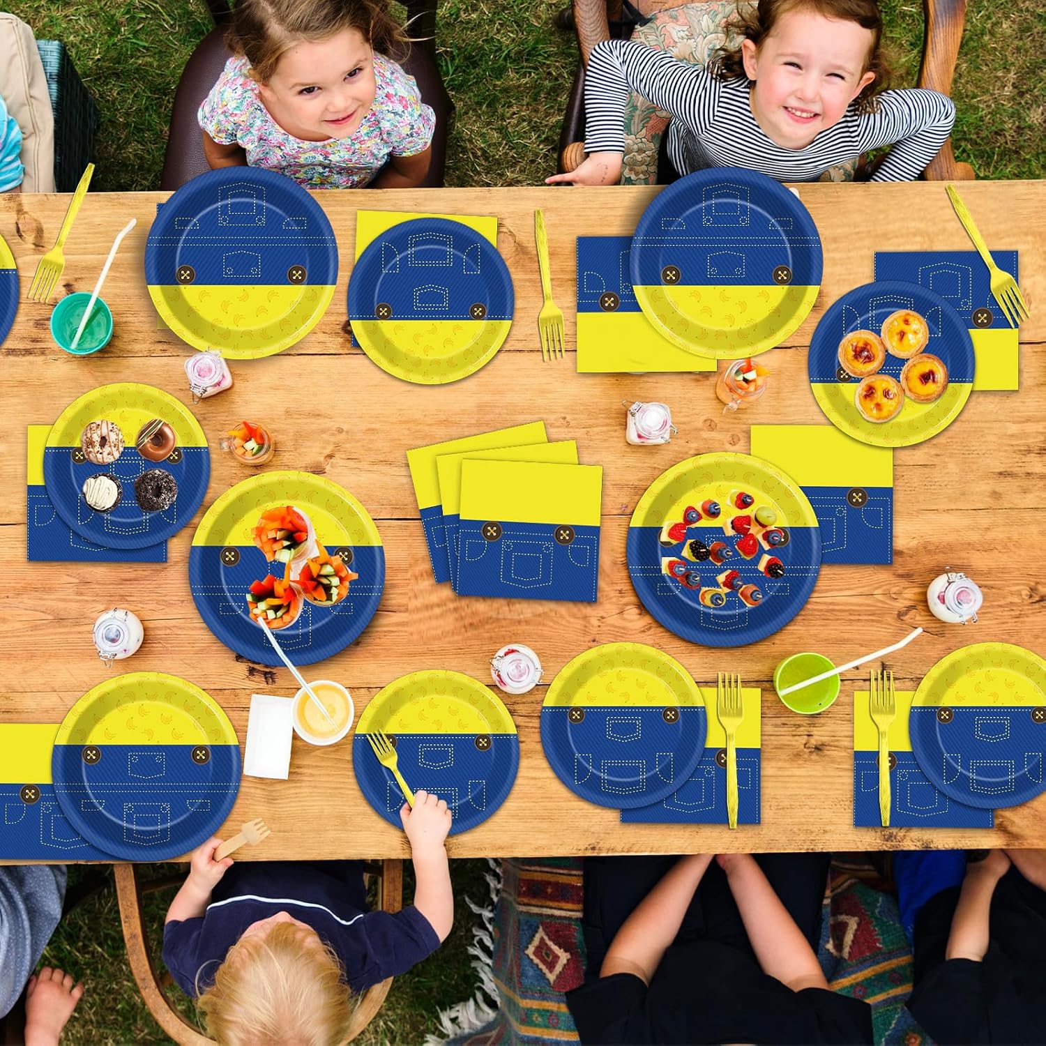 200Pcs Yellow Cartoon Party Supplies Cute Cartoons Themed Paper Plates and Napkins Banana Tableware Dinnerware Set for Boy Girl Birthday Favors Baby Shower Decoration Serve 50 Guests - Image 7