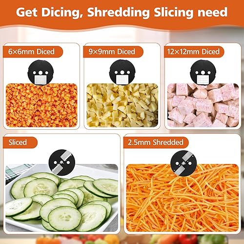 Miniatura 2 de Picador eléctrico de verduras 5 en 1, cortador de verduras comercial, procesador de alimentos, cortador de alimentos vegetarianos, acero inoxidable,