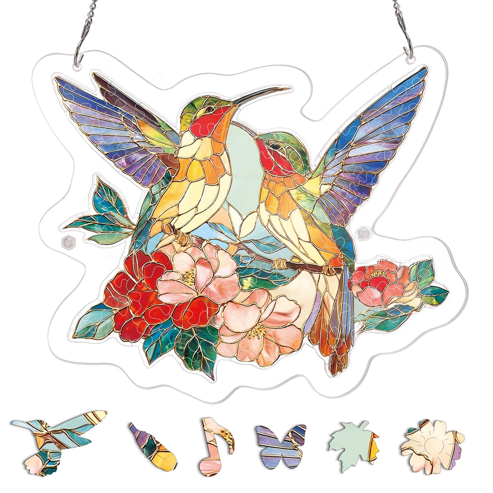 Kaayeewood 83 Pieces Acrylic Puzzle Window Hanging, Colorful 2 Sun Catchers Panel SunCatchers Puzzles Decor for Birthday Women, Men, Wife, Aunt, and Mom 7.36 in — view 16