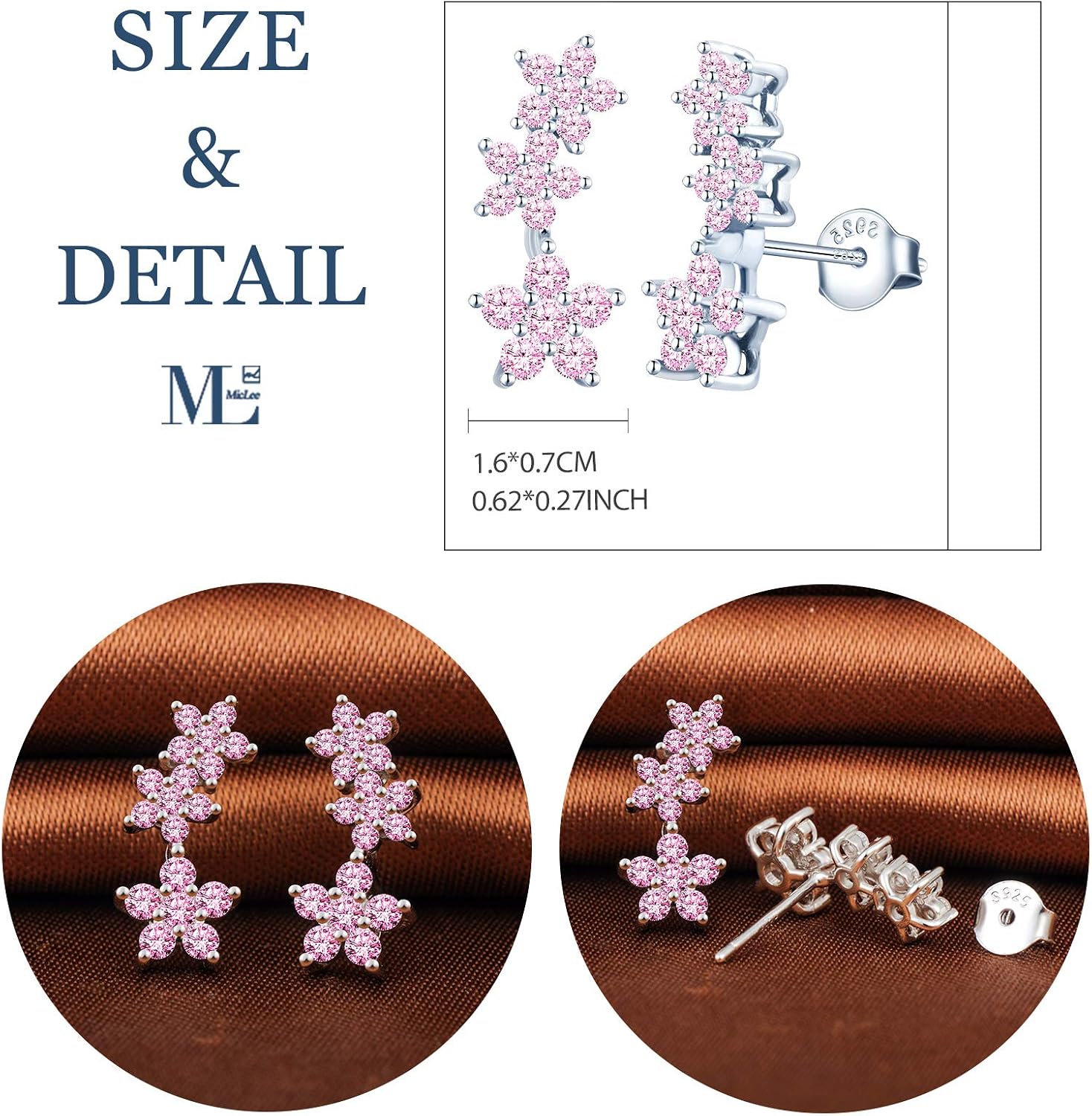 MicLee Woman's girl's Earrings, 925 Sterling silver earrings, Colorful star earrings studs, Inlaid zircon, Shiny and elegant - Image 3