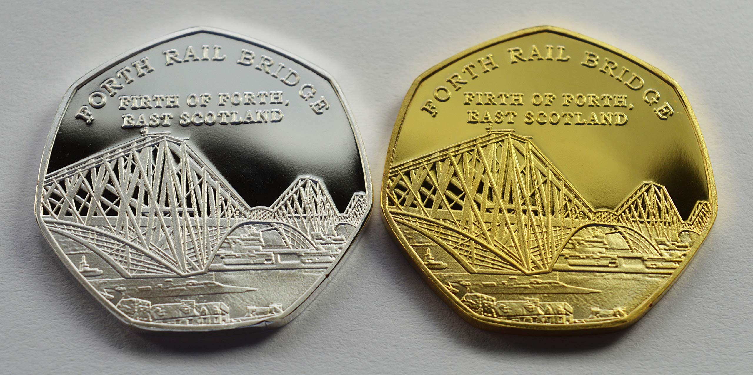 The Commemorative Coin Company Silver/Gold Pair Of The Forth Rail Bridge Fine & 24Ct Commemoratives Great British Landmarks Collection. Railway, Scotland