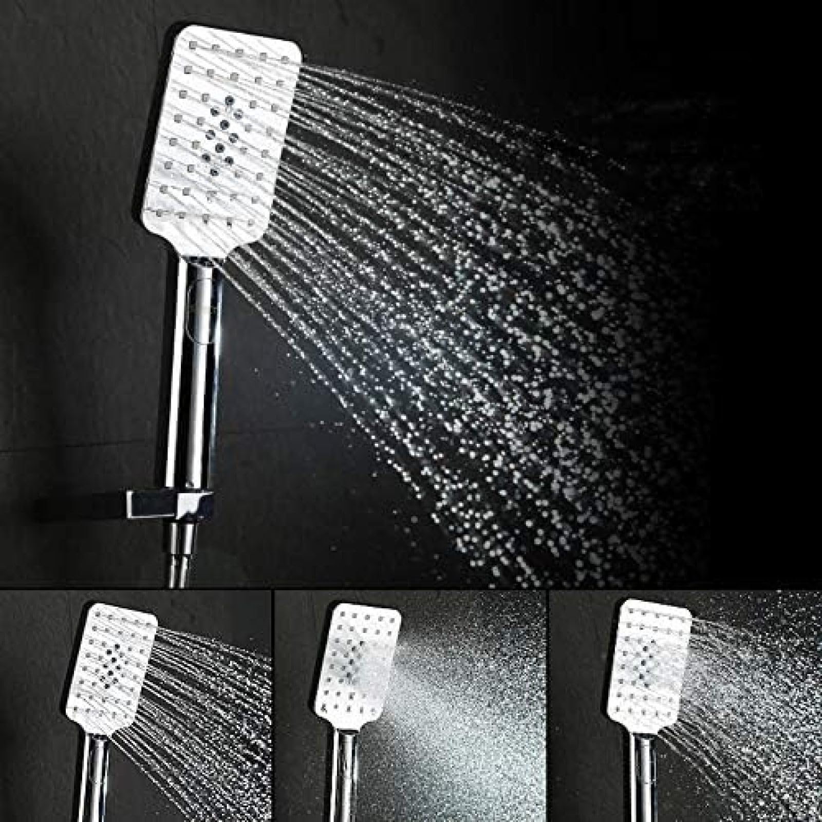 Miscelatore termostatico per Vasca da Bagno Rubinetti per Vasca da Bagno Set Miscelatore per Vasca a Parete Miscelatore per Vasca a Cascata con soffione e Set di Tubi Flessibili-Nero-B,Misc