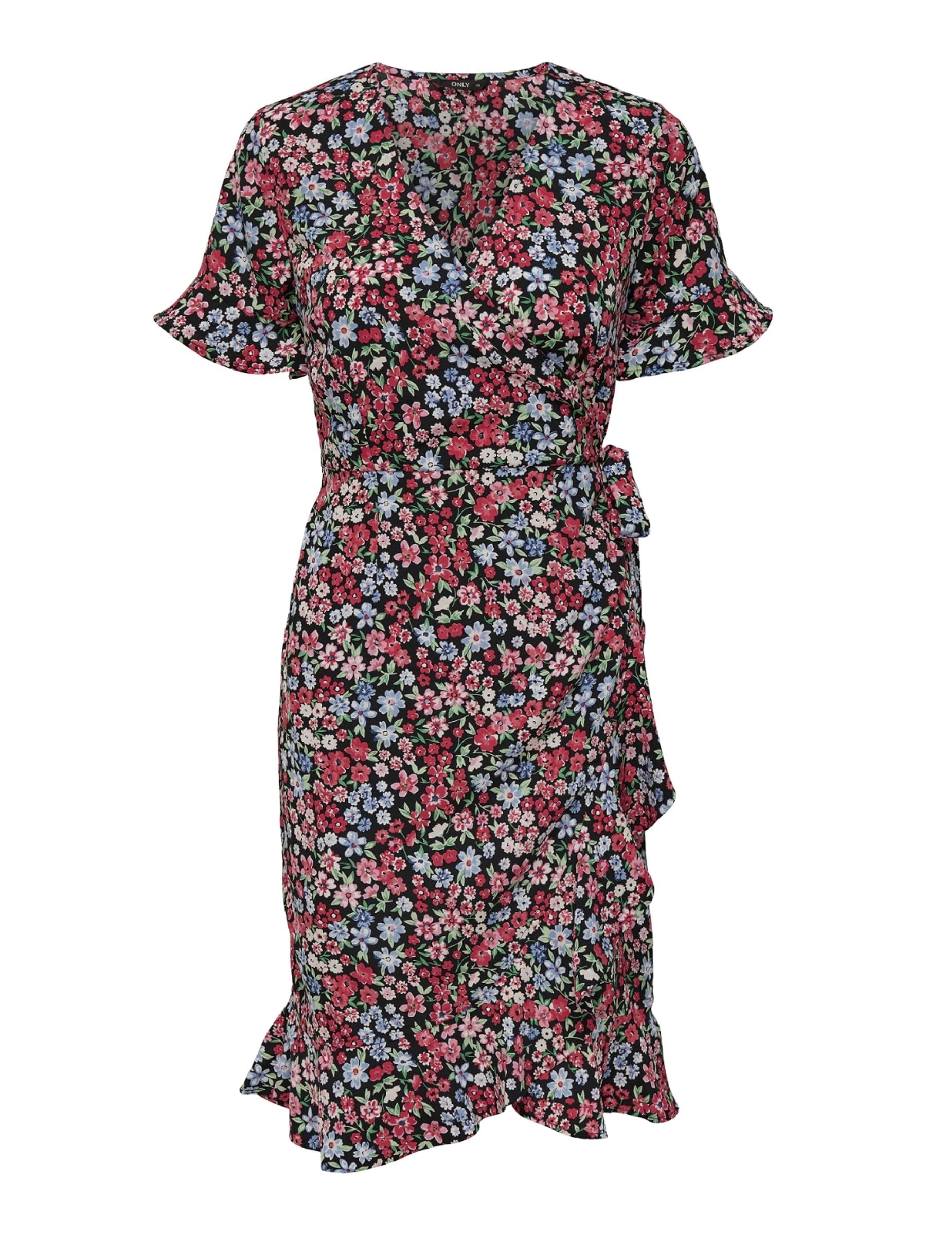ONLY Women's ONLOLIVIA S/S WRAP Dress WVN NOOS,Black,8UK
