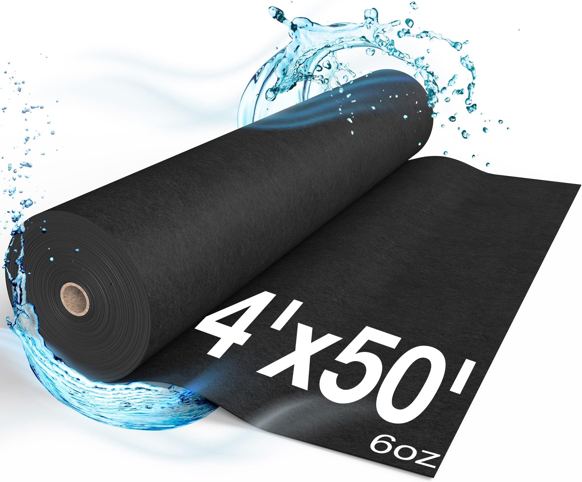 Geotextile Non-Woven 4x50 ft Landscape Fabric 6 OZ | DRAINAGE | Separation | FILTRATION Water Permeable Pond Liner Underlayment French Drain, Driveway Under gravel cloth | 770N Tensile Strength