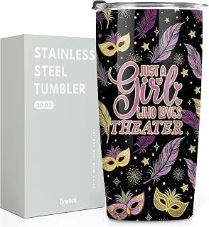 Onebttl Theater Gifts, Broadway Gifts for Musicians, Actors and Music Teacher on World Theatre Day, Birthday and Chistmas, 20 oz Insulated Stainless Steel Tumbler - Just a Girl