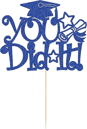 Miniatura 3 de 1 decoración de pastel con purpurina con texto en inglés You Did It (Congrats Grad Cap 2023), decoración para pastel de graduación 2023, temática de