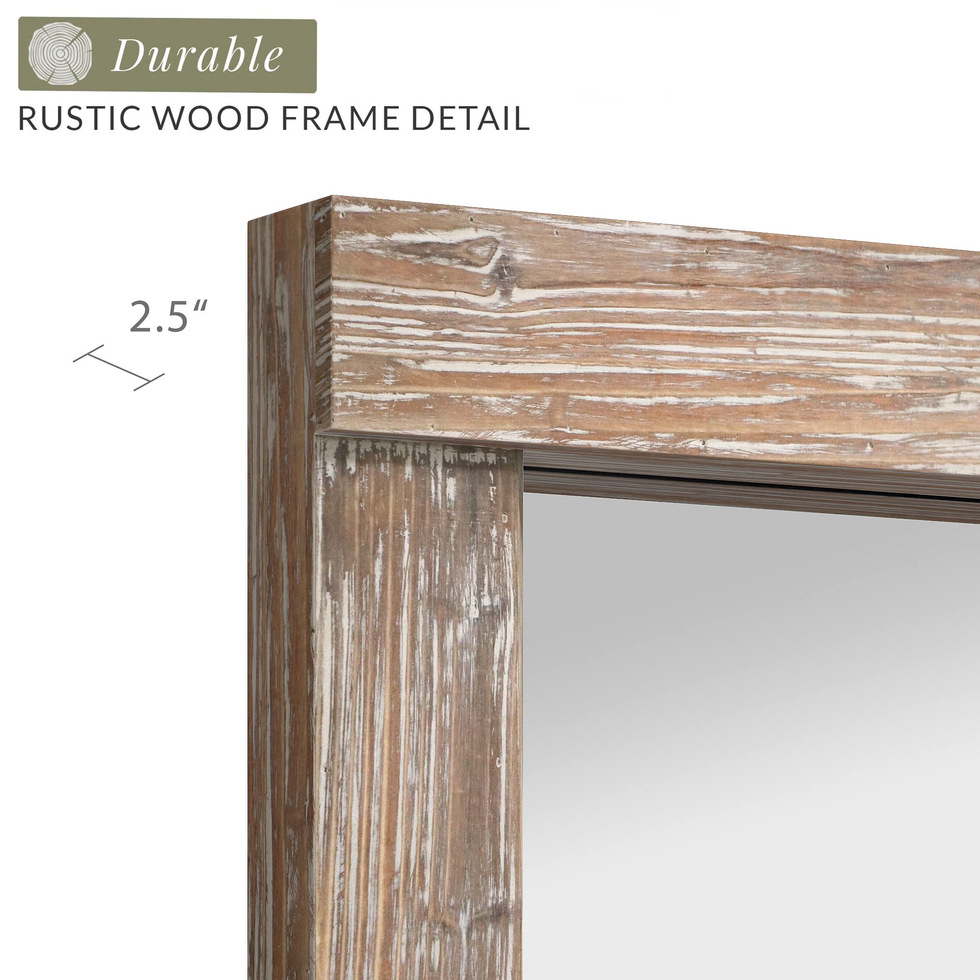 Barnyard Designs 24x36 Dark Wood Farmhouse Wall Mirror, Wooden Large