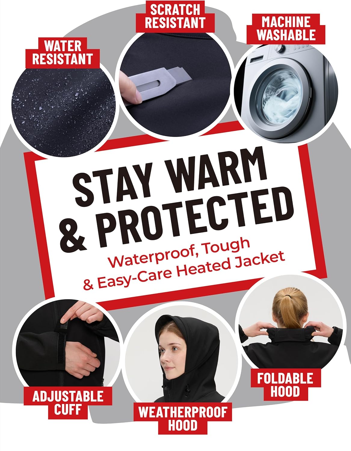 Heated Jacket for women with 12V Battery Pack - 5 Heat Zones Soft shell Electric Heated Coat for Outdoor Hiking & Recreation - Image 3