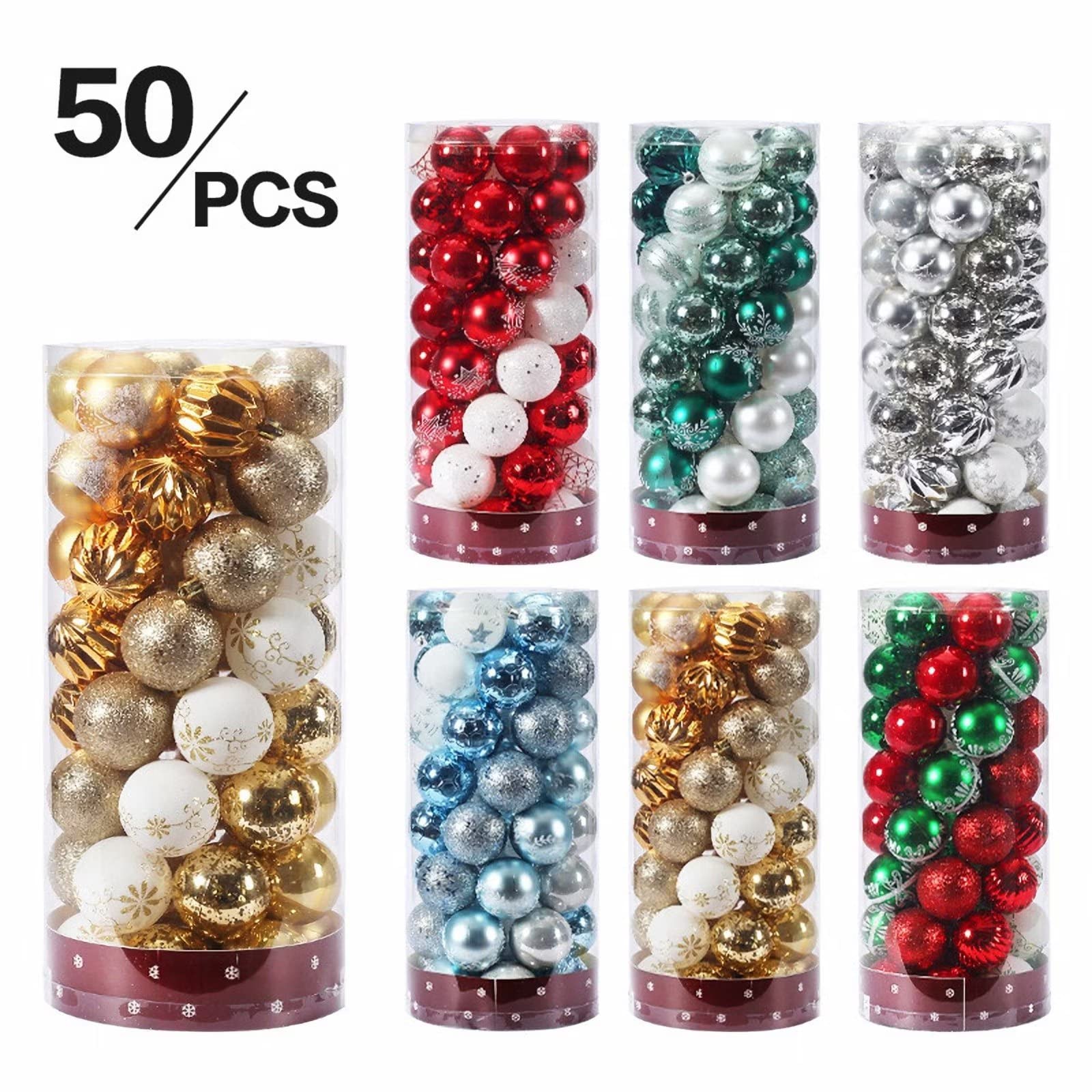 60 mm Weihnachtskugeln, 50 Stück, bruchsichere Weihnachtskugel-Ornamente, Urlaubsdekorationen (blau)
