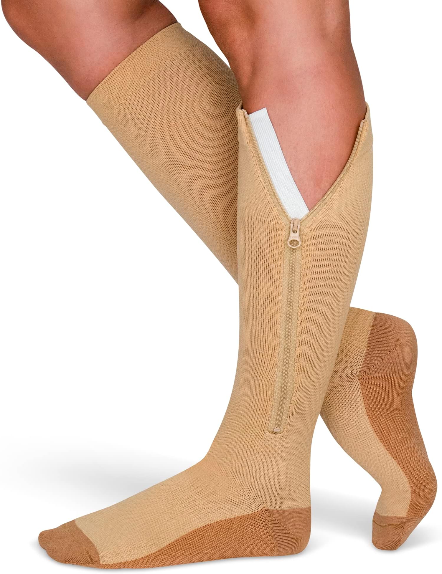 JYUOZI 2 Pairs Zipper Compression Socks, Closed Toe