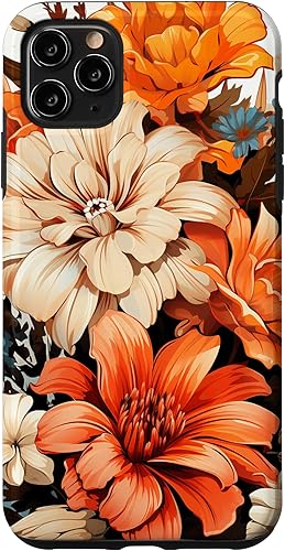 Funda para iPhone 11 Pro Max Vintage Autumn Flower Fall Pumpkin Girl Women Fall