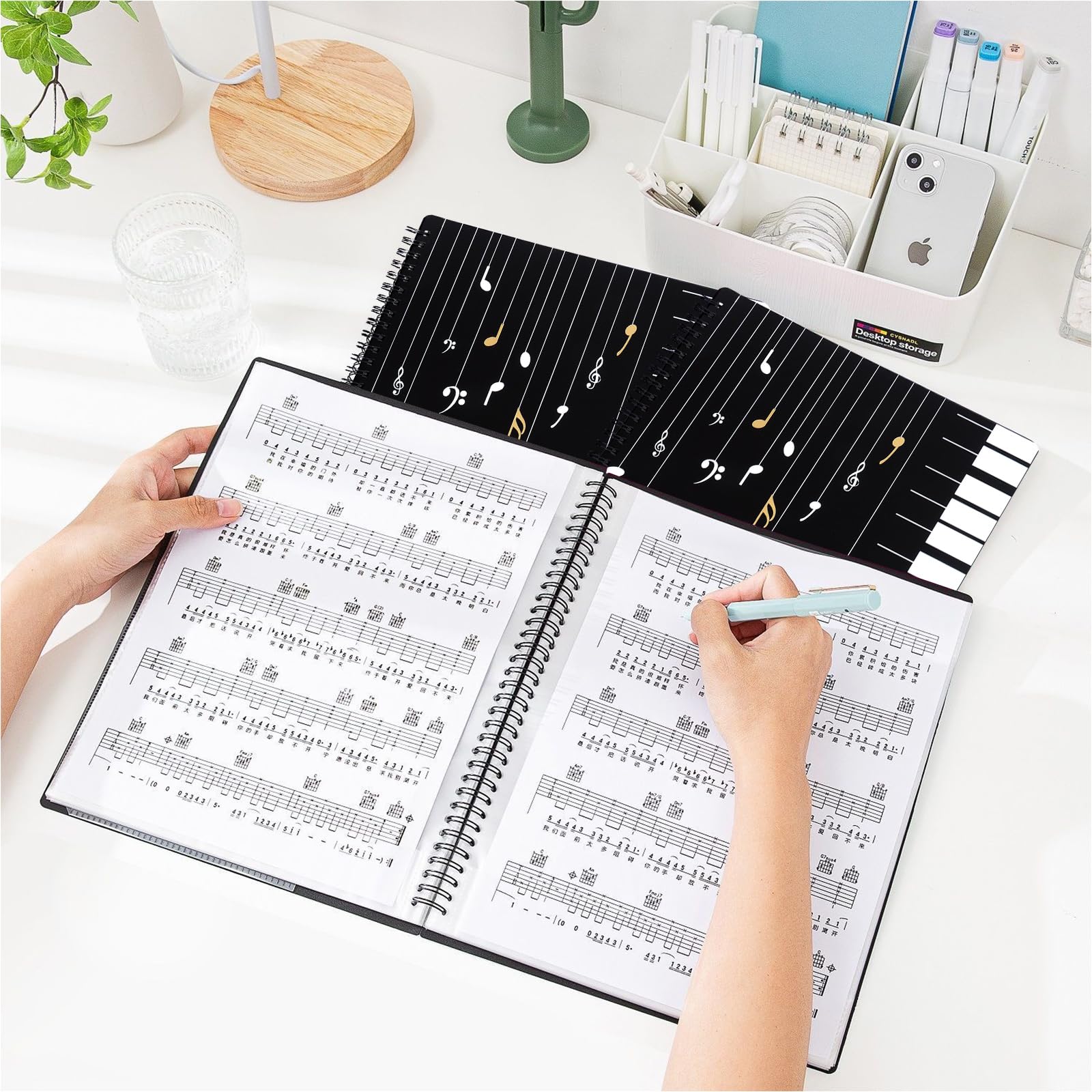 YOUNTHYE 2Pack Music Folder, A4 Music File Folder 50 Pages Spiral Binder Presentation Folder Choral Folders for Musical Score, Band, Paper, Documents, Paintings, Photos - Image 4