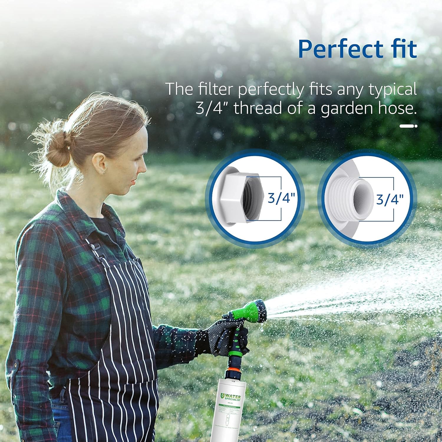 Waterspecialist Garden Hose Water Filter with Hose Protector, Compatible with Mist Cooling System, Reduces Chlorine, Bad Taste and Odor for Gardening and Pets. - Image 2