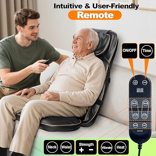 Miniatura 7 de Bz&Rl Masajeador Shiatsu de Cuello y Espalda con Calor - Cojín de Masaje Reclinable Ajustable, Masaje de Tejido Profundo para Reducir la Fatiga