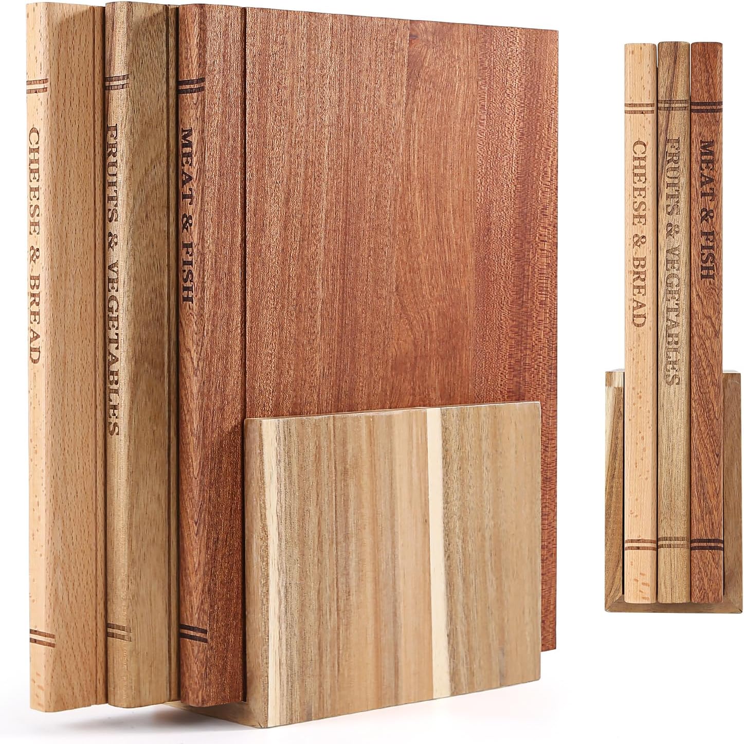 3 Pcs Book Cutting Board Set, Gift for Book Lovers & Home Cooks | Wood Decorative Cutting Boards for Kitchen, Functional Book-Inspired Chopping Boards for Food Prep