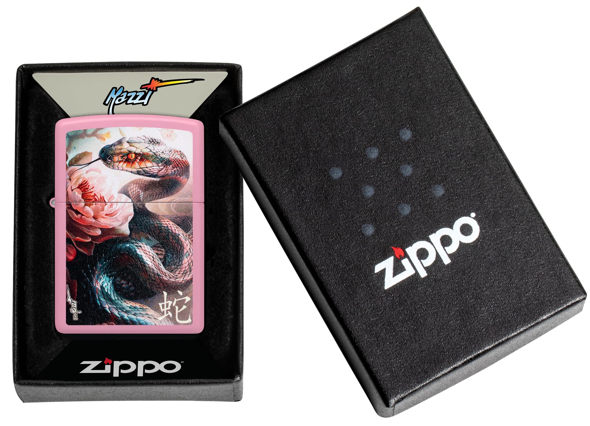 Zippo Sturmfeuerzeug - Animals - Mazzi, Pink Matte, Color Image - Nachfüllbar - Wiederverwendbar - Windfestes Design - Geschenkbox - Made in USA