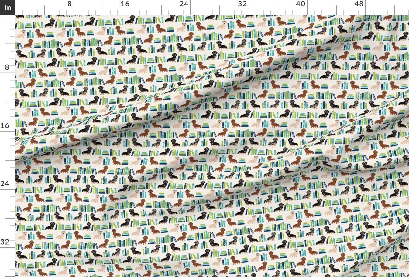 Spoonflower Fabric - Dachshund Library Books Book Literature Dog Dogs Weiner Printed on Minky Fabric by The Yard - Sewing Baby Blankets Quilt Backing Plush